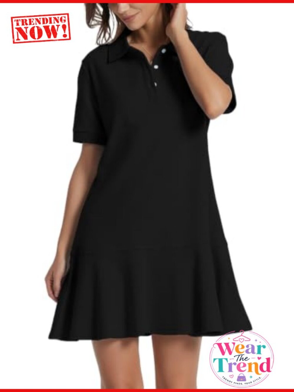 Women's Polo Dress Short Sleeve Ruffle Hem Athletic Mini